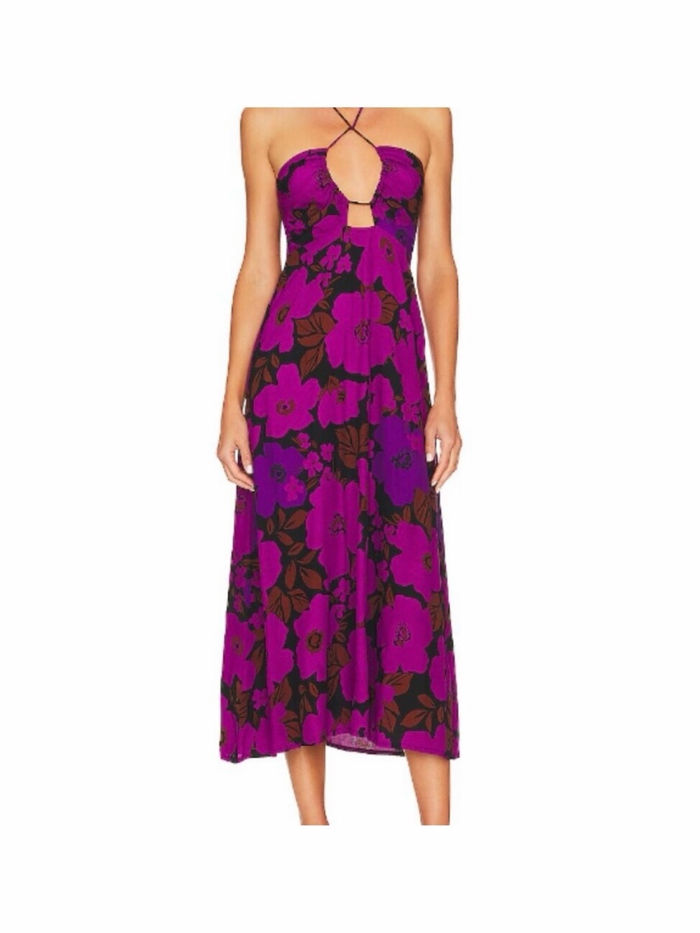 Faithfull the Brand halter strappy Purple Floral Dress